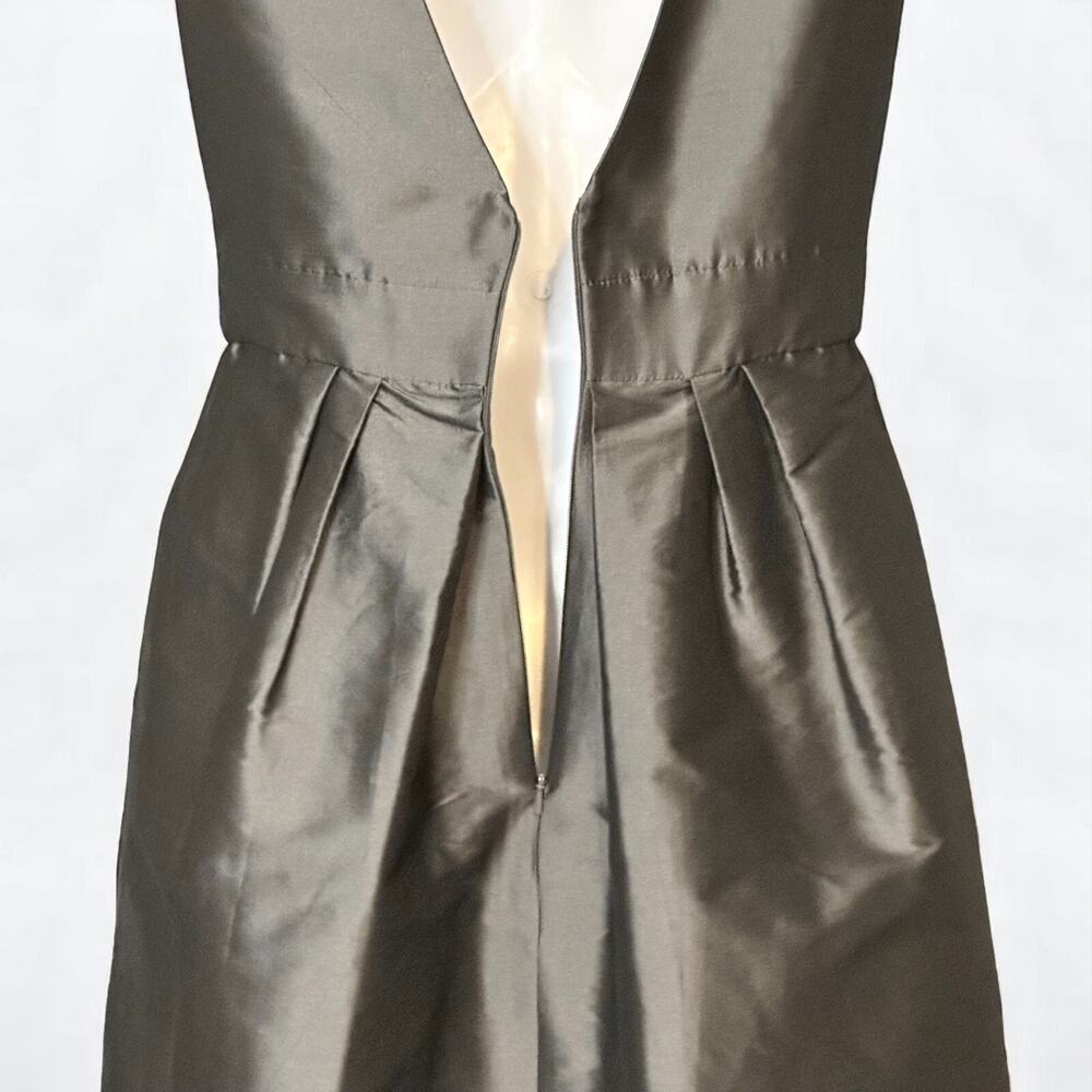 Vintage LAZARO Sleeveless Cocktail Dress Sz 10 Satin Jeweled Wedding Pewter Gray - Picture 10 of 15
